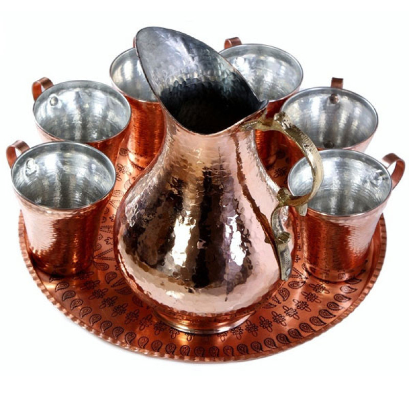 ست 8 تکه پارچ و لیوان مسی کد ZH28