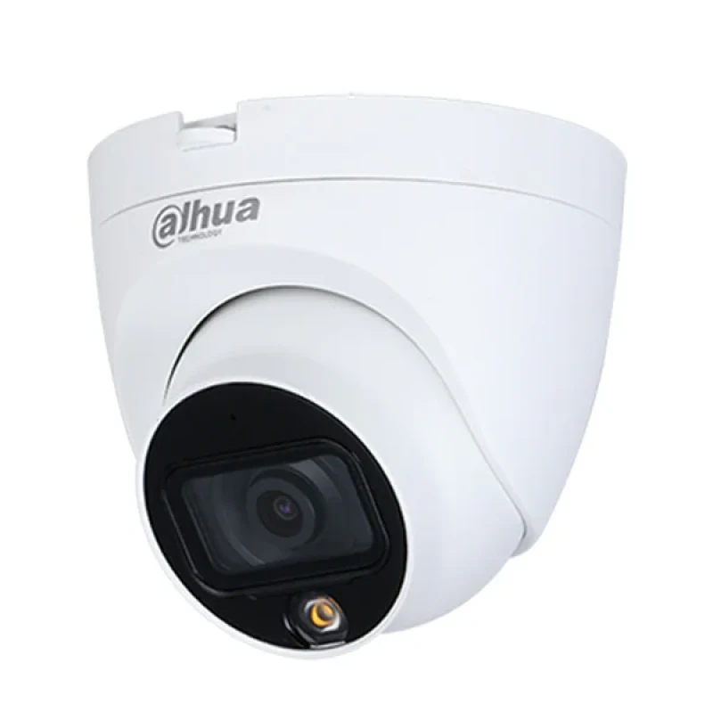 دوربین مداربسته دام آنالوگ داهوا مدل DH-HAC-HDW1209TLQP-A-LED با رزولوشن 2 مگاپیکسل، لنز ثابت 2.8 میلی‌متر، دید در شب رنگی با فناوری Warm Light تا 30 متر و بدنه فلزی ضدآب IP67