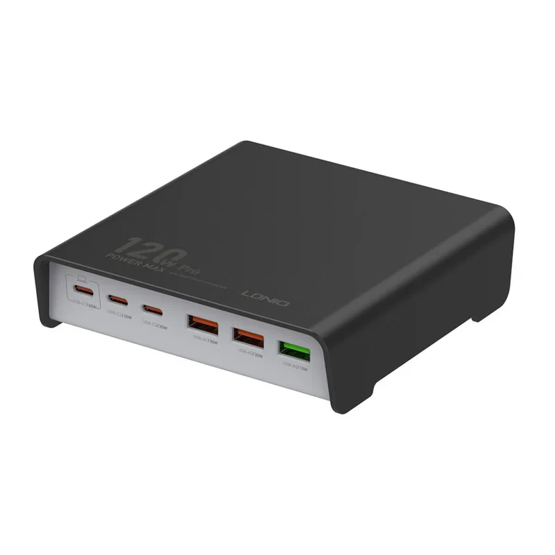 شارژر رومیزی 120وات الدینیو مدل HUB CHARGER Q605