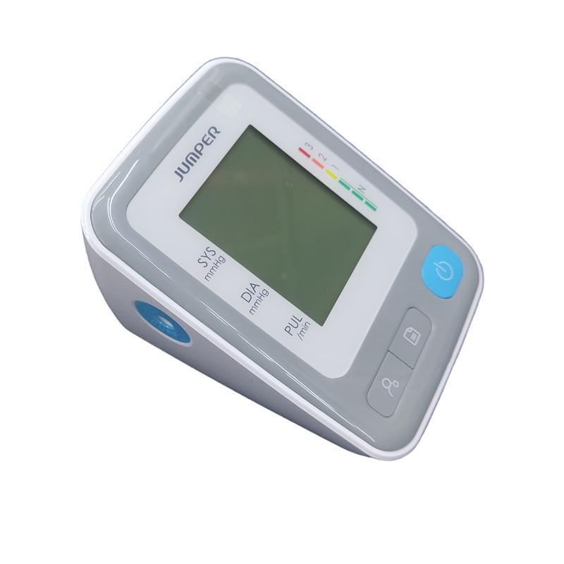 فشارسنج بازویی دیجیتال جامپر مدل JPD-HA300 با نمایشگر LCD، اندازه‌گیری فشار خون و ضربان قلب، هشدار آریتمی، حافظه دو نفره با ظرفیت 99 رکورد، منبع تغذیه باتری و برق، و خاموشی اتوماتیک