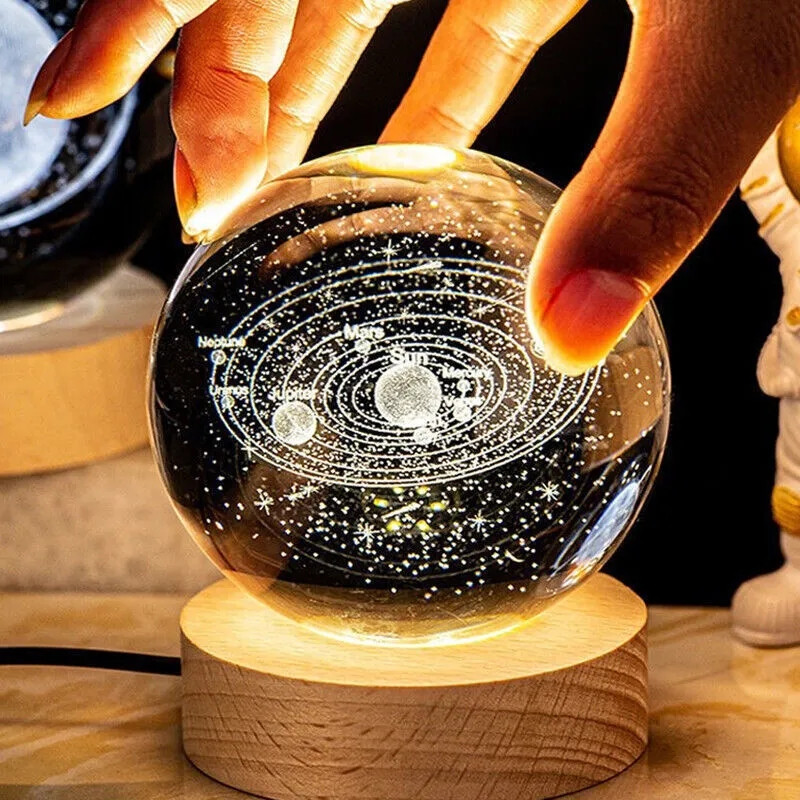 چراغ رومیزی مدل گوی شیشه ای طرح کهکشان