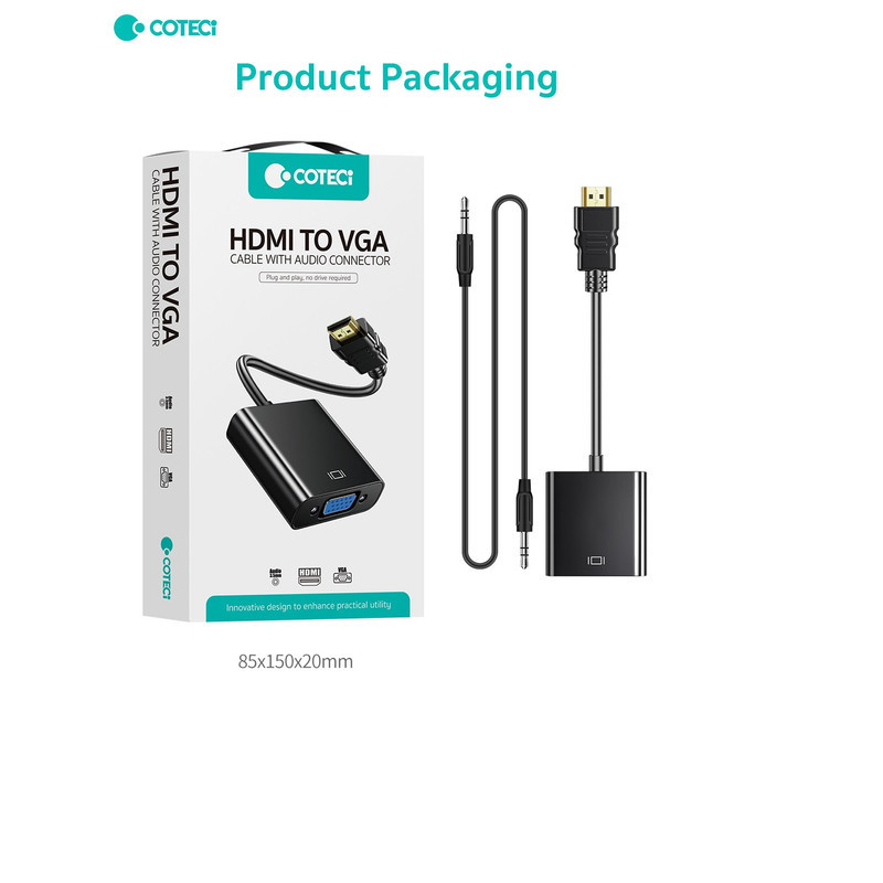 کابل تبدیل HDMI به VGA کوتتسی مدل 87618 به همراه درگاه صدا