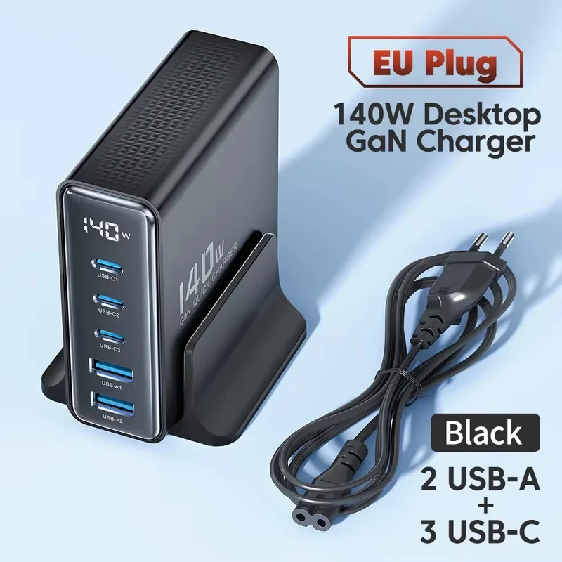 شارژر رومیزی 140 وات 5 پورت توکی مدل TCT140-22 به همراه کابل USB-C