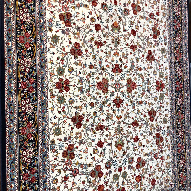 فرش ماشینی ستاره کویر یزد مدل شاهکارنوین کد n-110 زمینه کرم