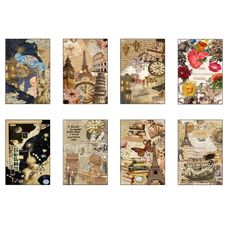 پوستر کارنيکا طرح وینتج اسکرپ بوک Vintage Scrapbook کد 59620 مجموعه 8 عددی