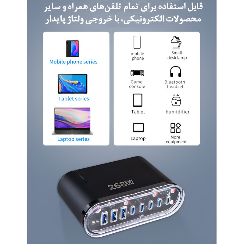 شارژر رومیزی 268 وات کبالت کد Q1