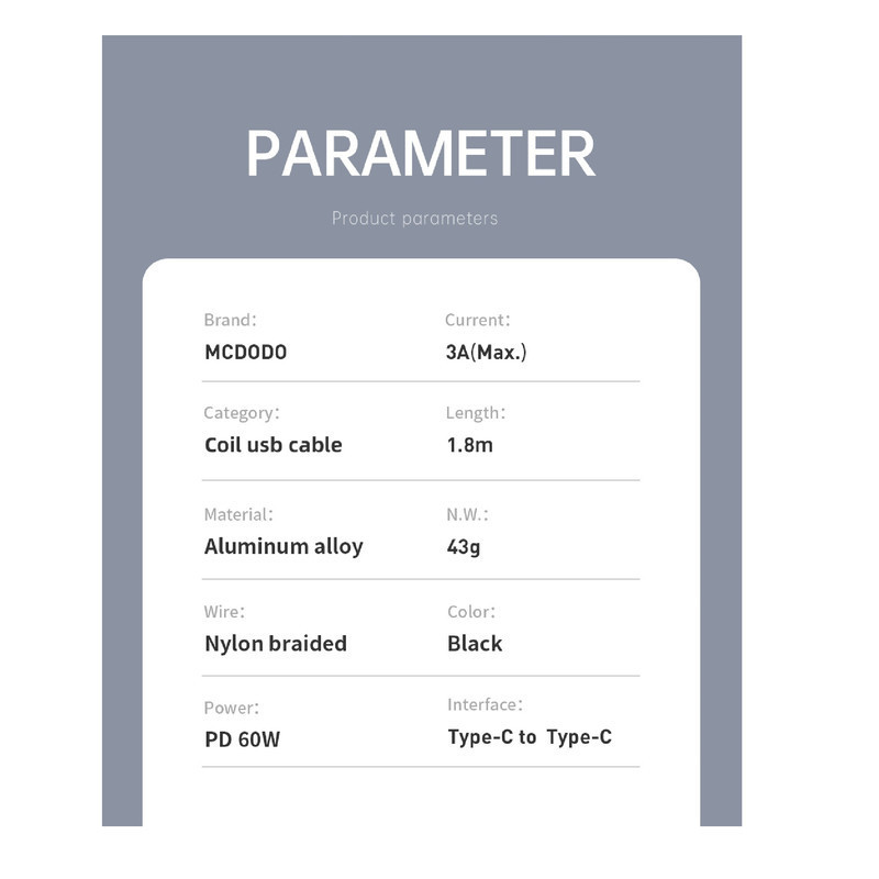 کابل USB-C  مک دودو مدل CA-7860 طول 1.8 متر