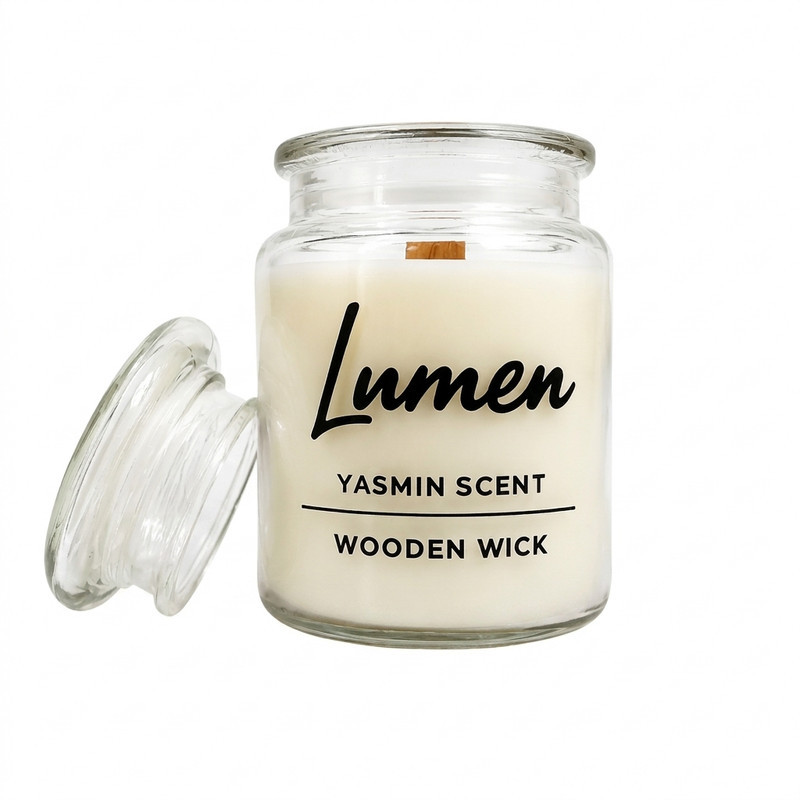 شمع دست‌ساز معطر مدل LUMEN-05 با رایحه گل یاسمن زمان اتمام 40 ساعت