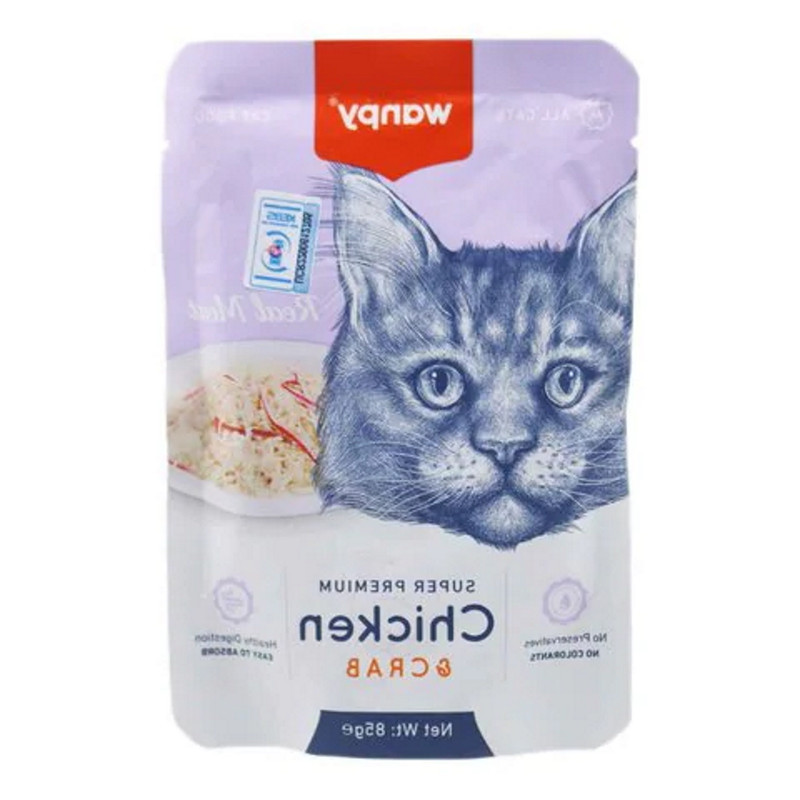 پوچ گربه ونپی مدل سفارش اروپا با طعم مرغ و خرچنگ وزن 85 گرم
