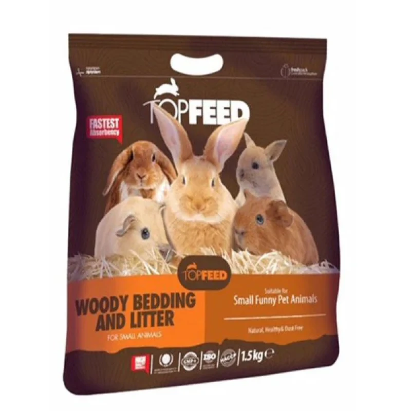 بستر بهداشتی حیوانات کوچک تاپ‌فید مدل Woody Bedding & Litter وزن 1500 گرم