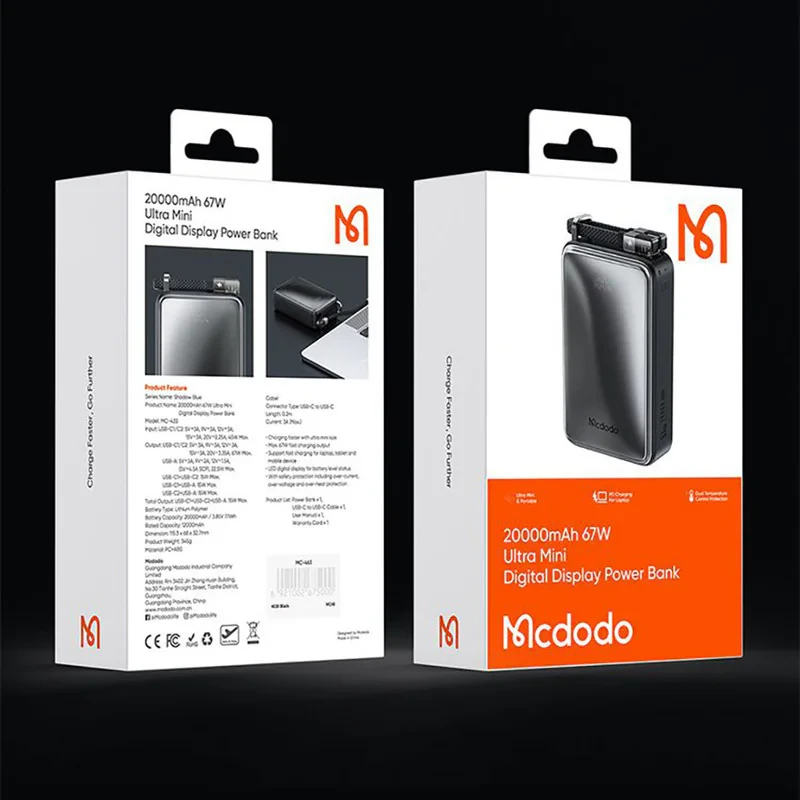 پاوربانک مک دودو مدل MC-433 67W ظرفیت 20000 میلی آمپر ساعت