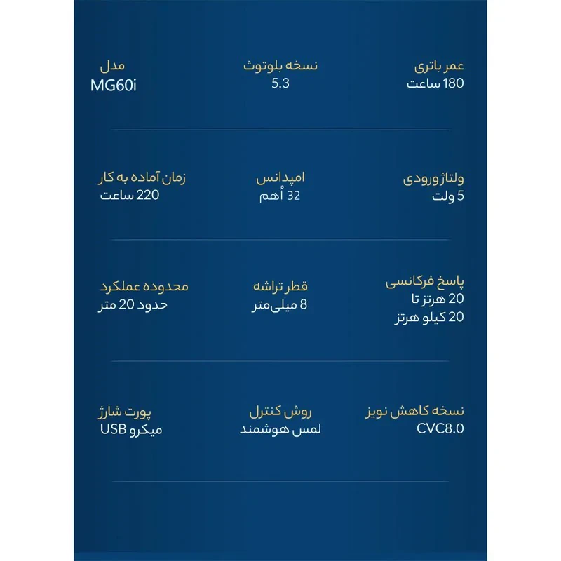هدفون بلوتوثی مدل MG60i