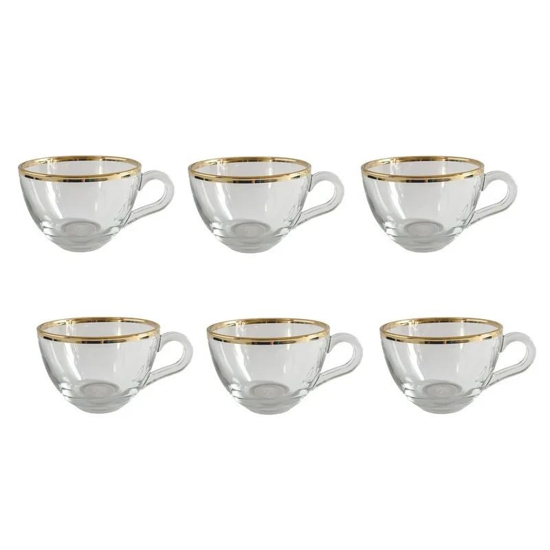 فنجان پاشاباغچه مدل باسیک لب طلا کد 55161 بسته شش عددی
