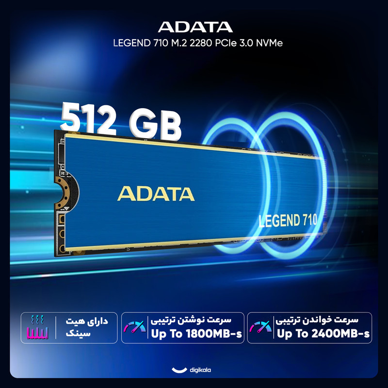 اس اس دی اینترنال PCIe Gen3 x4 ای دیتا مدل LEGEND 710 ظرفیت 512 گیگابایت