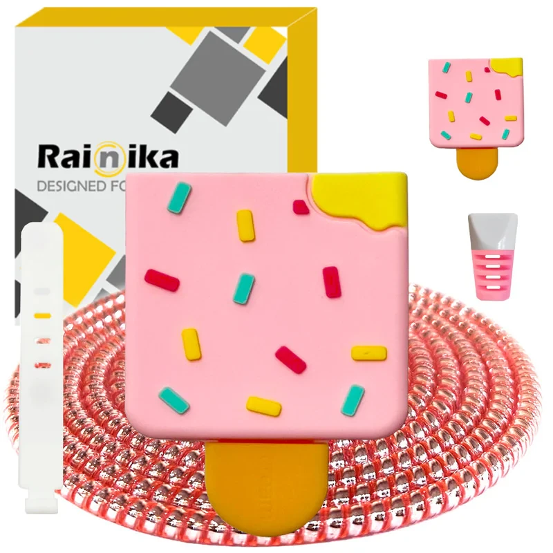 محافظ کابل شارژر دیواری رینیکا مدل Ice Cream BA مناسب برای شارژر اپل 20 وات ba مجموعه 5 عددی