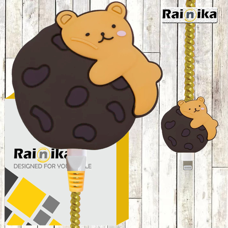 محافظ کابل شارژر دیواری رینیکا مدل Teddy Biscuit BA مناسب برای شارژر اپل 20 وات ba مجموعه 5 عددی