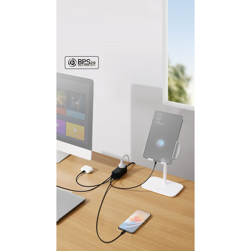 شارژر رومیزی باسئوس مدل Power Combo 65W به همراه کابل USB-C