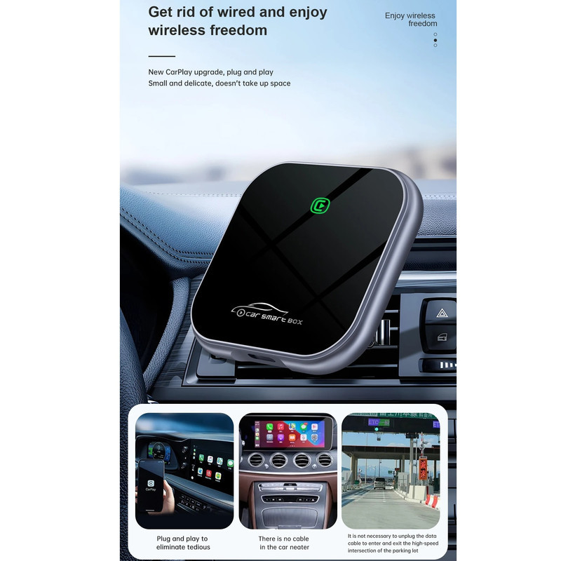 کارپلی و اندروید اتو مدل 2in1 wireless adapter به همراه کابل USB به USB-C و کابل USB-C