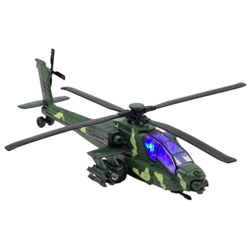 هلیکوپتر بازی ناب سل مدل آپاچی فلزی موزیکال عقب کش  HELICOPTER AH-65D