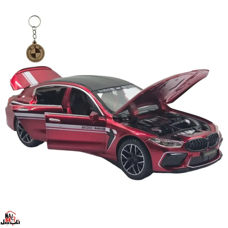 ماکت ماشین ناب سل مدل بی ام و فلزی چراغدار موزیکال BMW M8 MANHART به همراه جاسوییچی