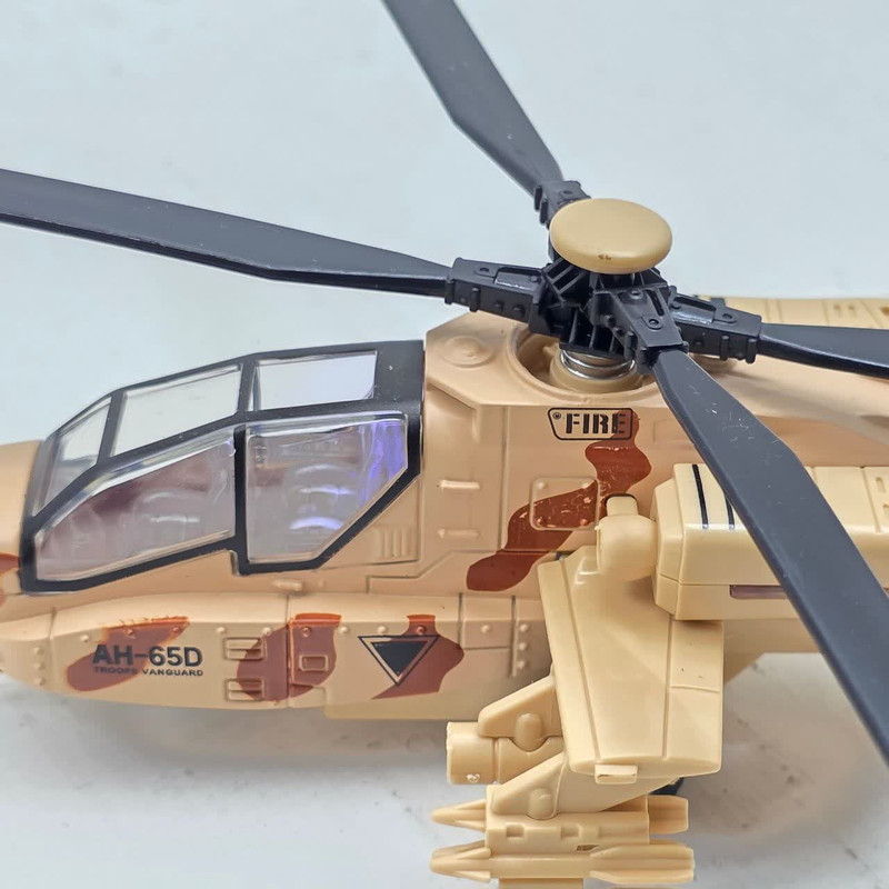 هلیکوپتر بازی ناب سل مدل آپاچی فلزی موزیکال عقب کش  HELICOPTER AH-65D