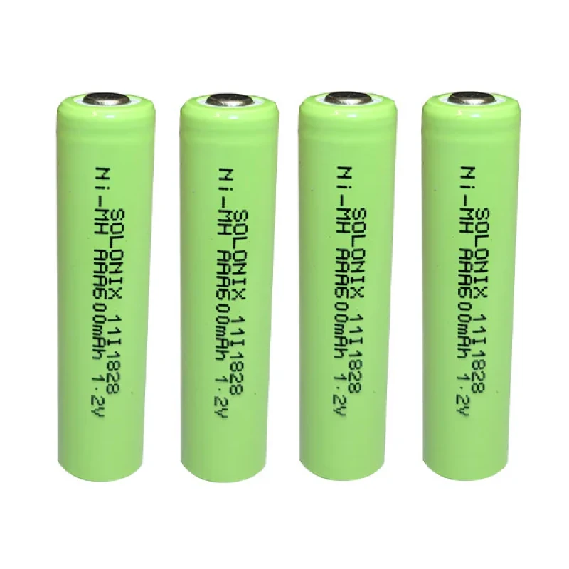 باتری نیم قلمی قابل شارژ سولونیکس مدل Ni-MH 600mAh FLAT مجموعه 4 عددی