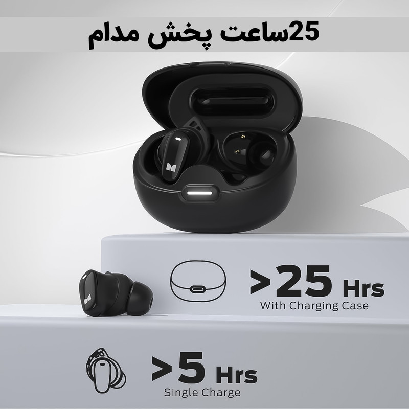 هدفون بلوتوثی مانستر مدل N-Lite 206 با نویز کنسلینگ میکروفون (ENC)، درگاه شارژ USB Type-C، دارای نشانگر LED، پشتیبانی از فرمان لمسی، مقاوم در برابر آب با استاندارد ضد آب IPX6