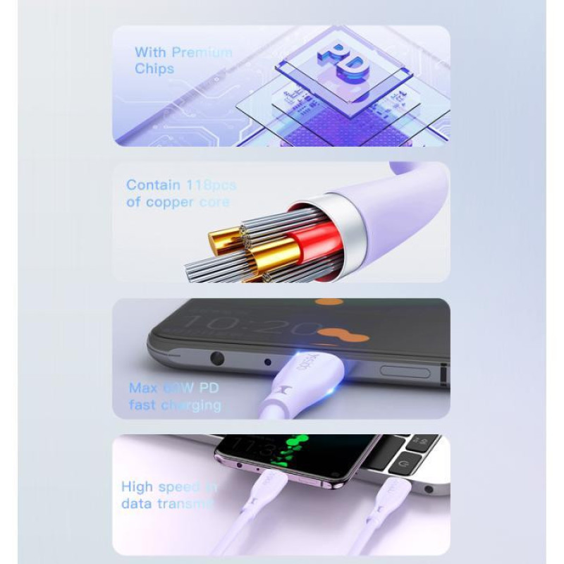 کابل usb-C یسیدو مدل CA152 طول 1 متر