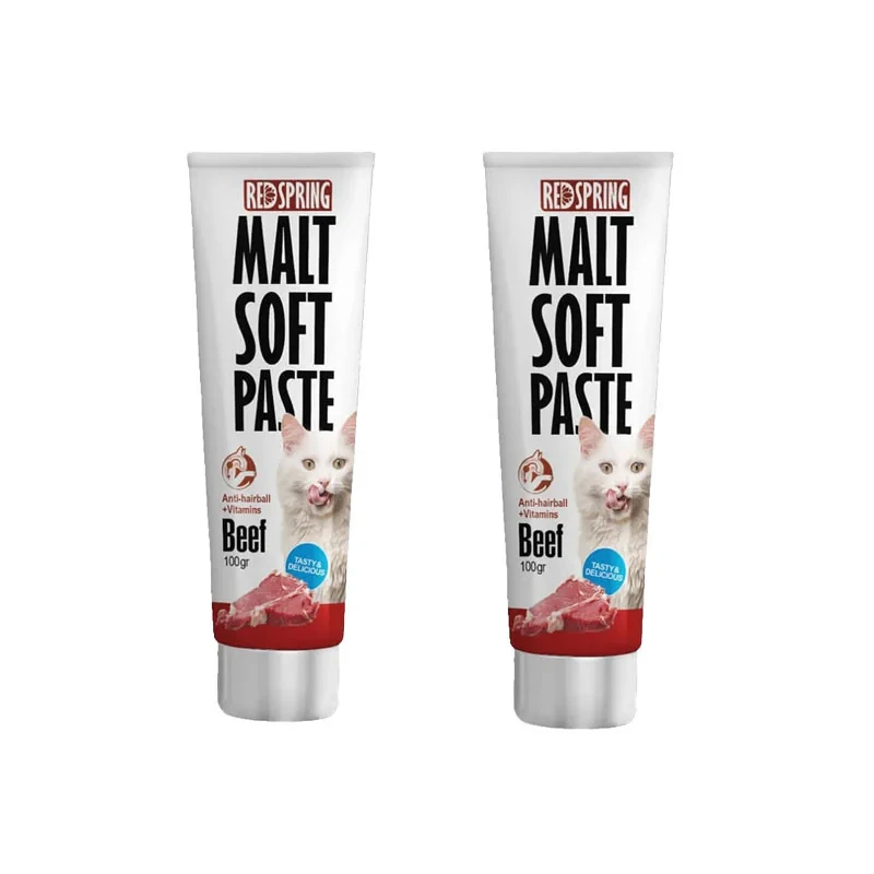 خمیر مالت گربه رداسپرینگ مدل Malt Soft Paste Beef طعم گوشت گوساله بسته 2 عددی