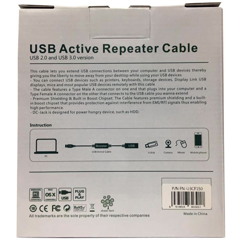 کابل افزایش طول USB3.0 فرانت مدل FN-U3CF150 طول 15 متر