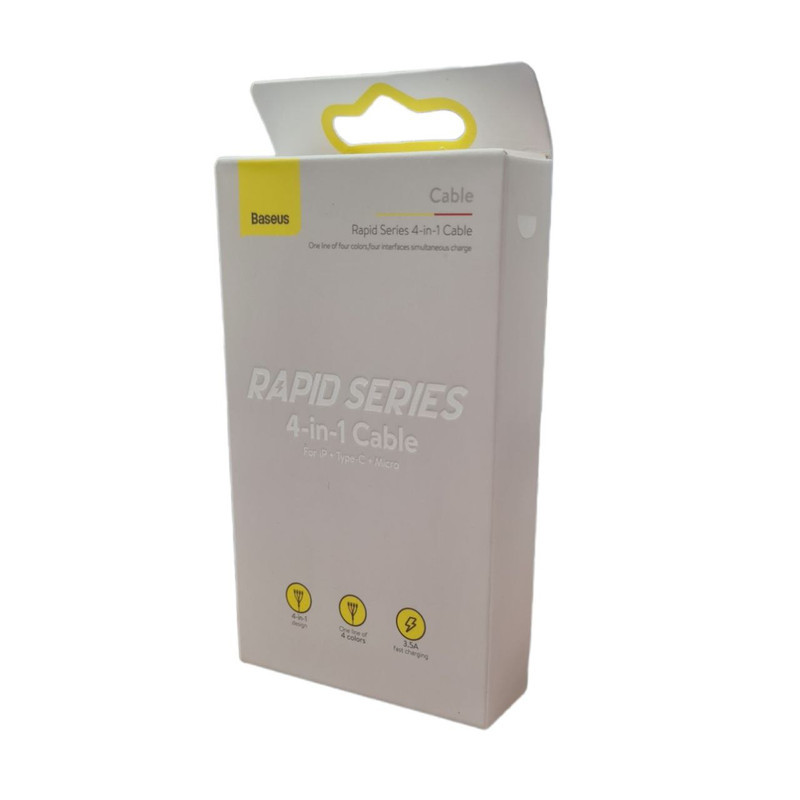 کابل تبدیل USB به لایتنینگUSB-CmicroUSB باسئوس مدل Rapid Series CA1T4-A01 طول 1.2 متر