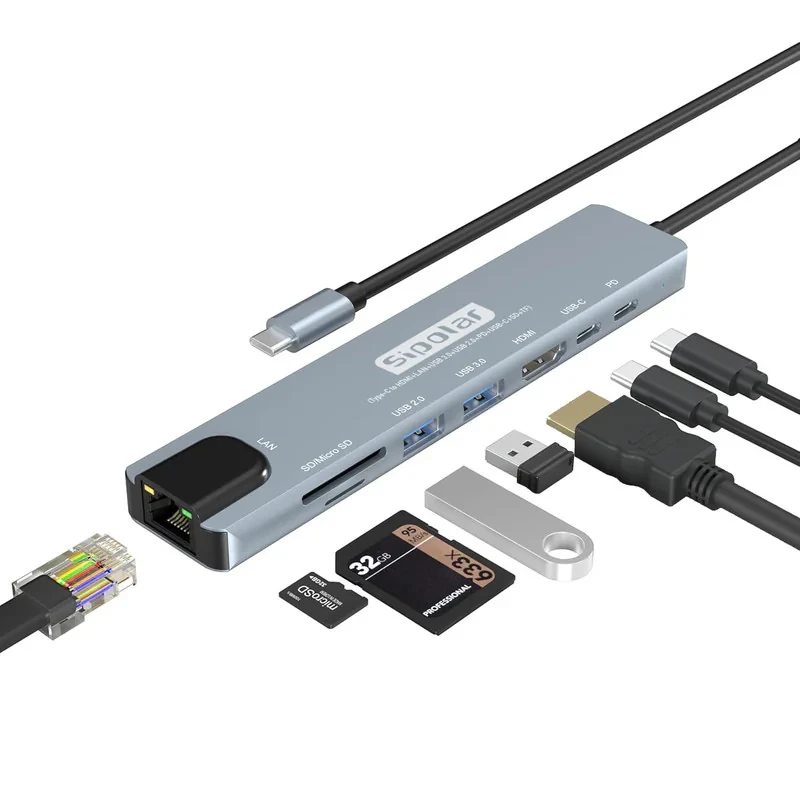 هاب 8 پورت USB-C به HDMI سیپولار مدل 8in1 SP-HU879