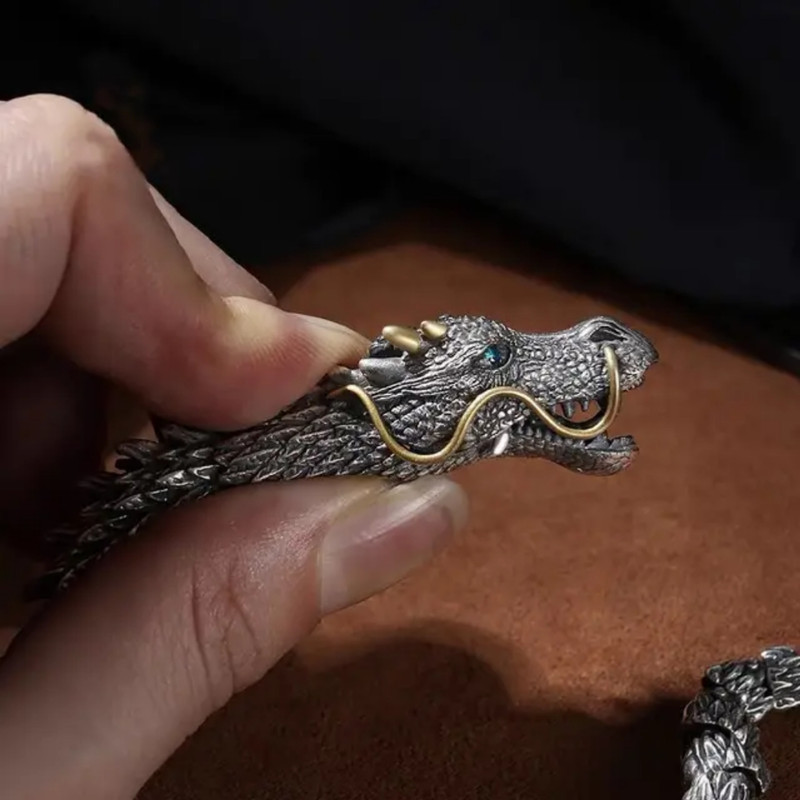 دستبند مردانه مدل Dragon کد 01