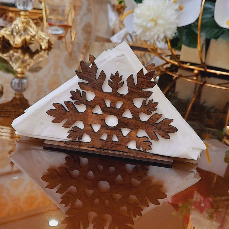 جای دستمال کاغذی  تیکما مدل چوبی برفی کد KIT D6A بسته 2 عددی