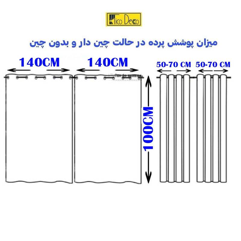 پرده تیکو دکو مدل کتان تور بالای سینکی سایز 140*100 سانتیمتر مجموعه دو عددی
