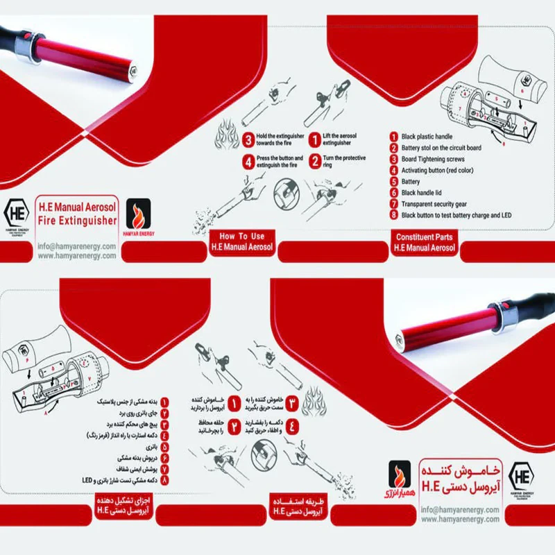 خاموش کننده حریق دستی آیروسل همیار انرژی مدل HELIA کد 6099