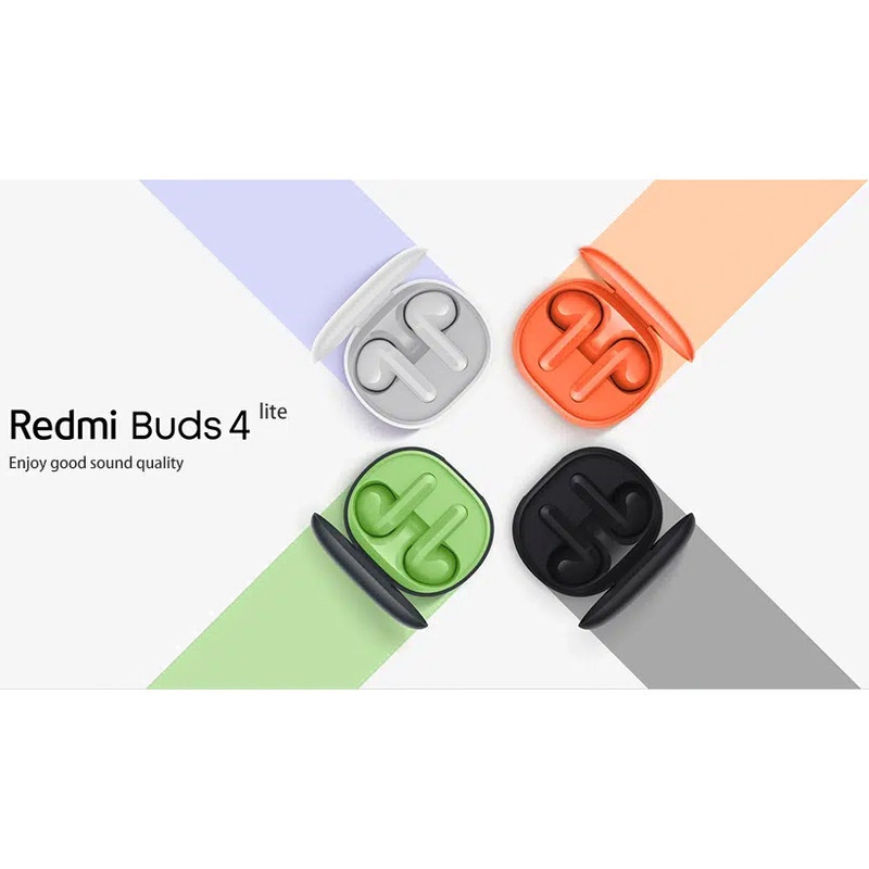 هدفون بلوتوثی شیائومی مدل Redmi Buds 4 Lite بدون قابلیت نویز کنسلینگ، درگاه شارژ USB Type-C، دارای کنترل لمسی و مقاوم در برابر رطوبت و عرق