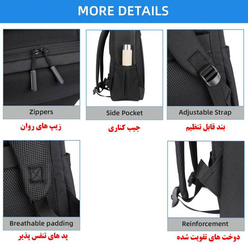 کوله پشتی لپ تاپ مدل 1139 مناسب برای لپ تاپ 14.1 تا 15.6 اینچی