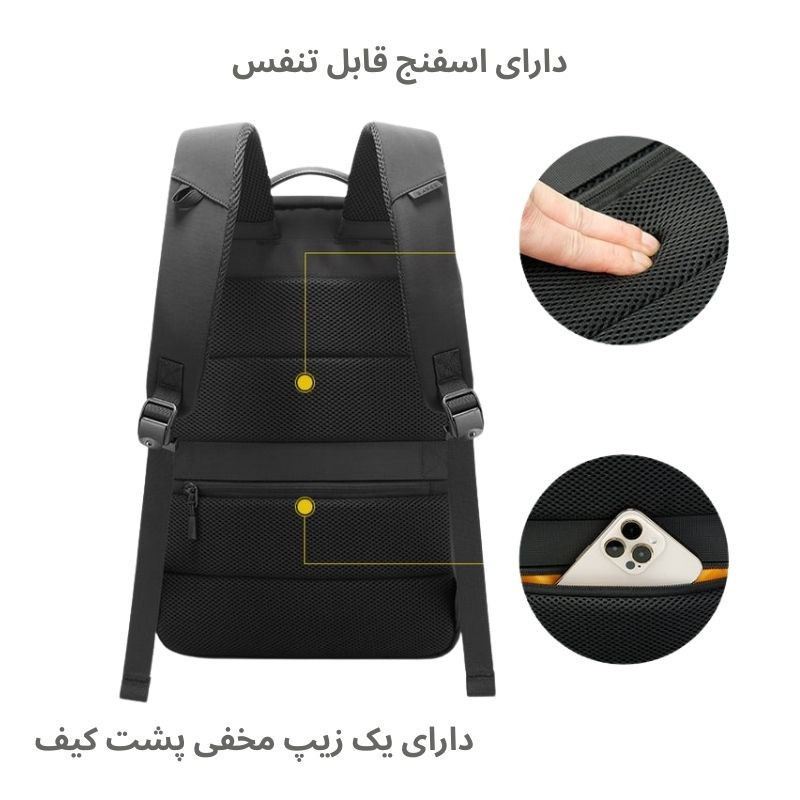 کوله پشتی لپ تاپ بنج مدل 7839 مناسب برای لپ تاپ 14.1 تا 15.6 اینچی