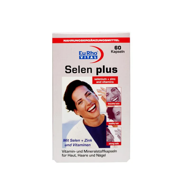 کپسول تقویت پوست، مو و ناخن یوروویتال مدل Selen plus بسته 60 عددی با سلنیوم، ویتامین‌های گروه B، آنتی‌اکسیدان قوی، حمایت از سیستم ایمنی، تنظیم هورمون‌های تیروئیدی و افزایش انرژی