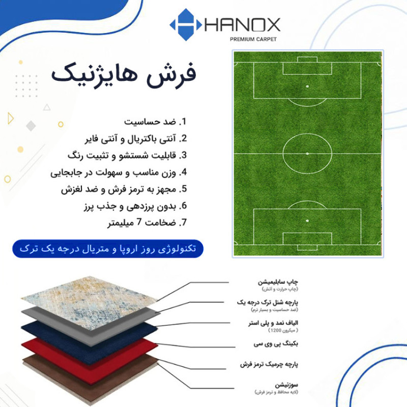 فرش ماشینی 1000 شانه هانوکس زمینه سبز حاشیه چند رنگ مدل کودک کد U447