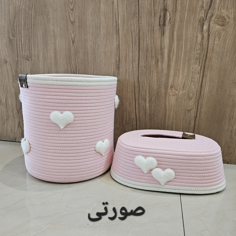 ست سطل و جای دستمال کاغذی لالیپاپ مدل Lovely