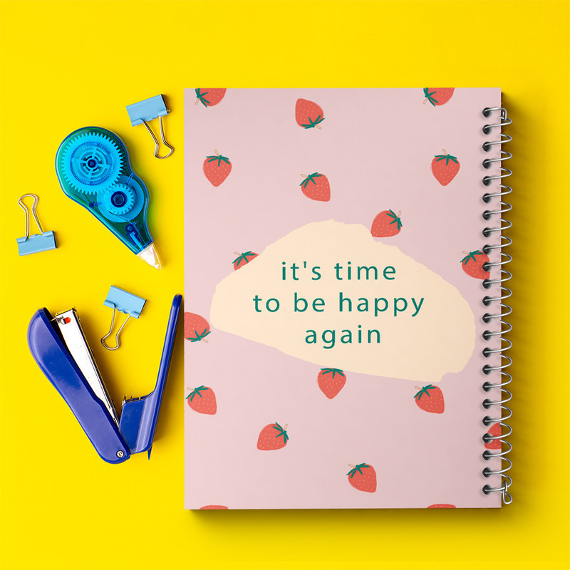 دفتر ژورنال نویسی 50 برگ خندالو مدل نقطه ای طرح IT Is Time To Be Happy Again کد N362