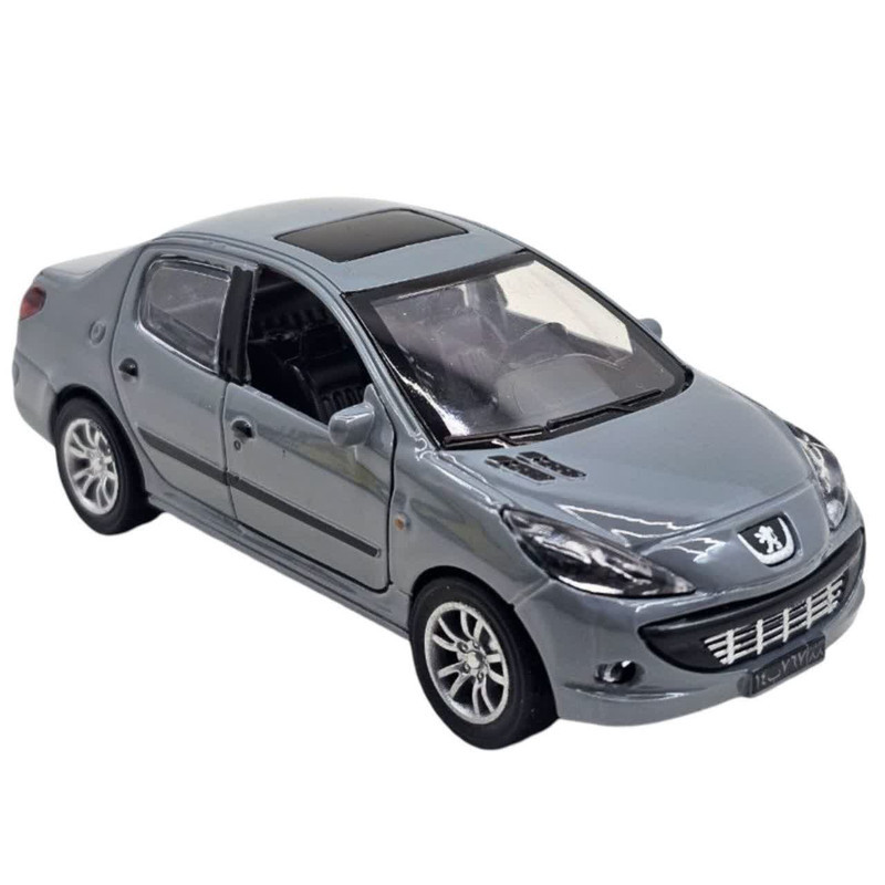 ماشین بازی ناب سل مدل پژو 207 فلزی موزیکال چراغدار عقب کش کد Peugeot 207 metallic musical with pull-back lights