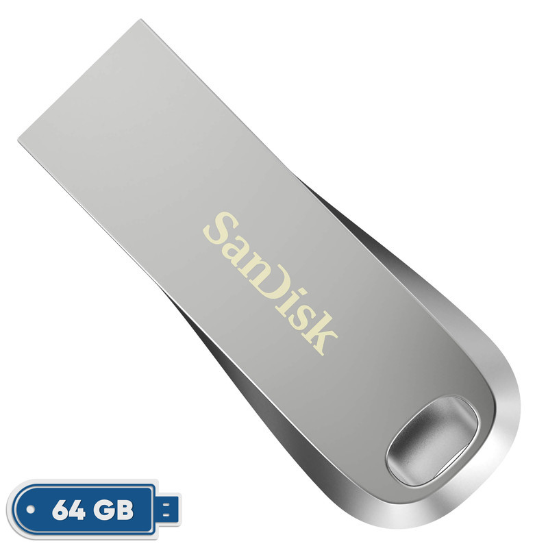 فلش مموری سن دیسک Ultra Luxe ظرفیت 64 گیگابایت با رابط USB 3.1 سرعت خواندن تا 150 مگابایت بر ثانیه، بدنه فلزی مقاوم، پشتیبانی از نرم‌افزار رمزگذاری اطلاعات