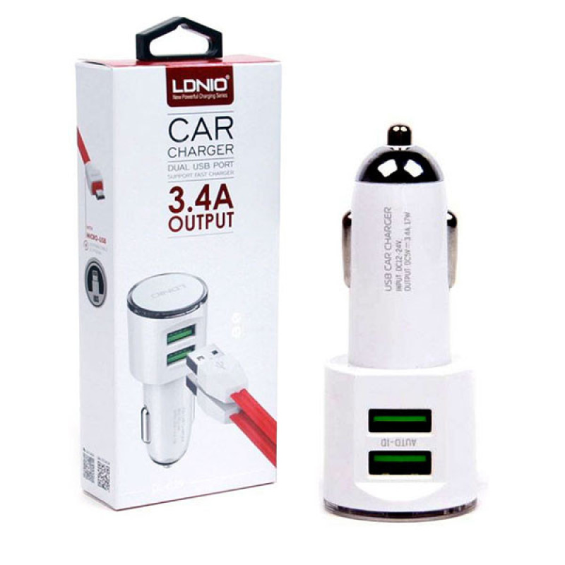 شارژر فندکی الدینیو  مدل DL-C29 به همراه کابل تبدیل  microUSB