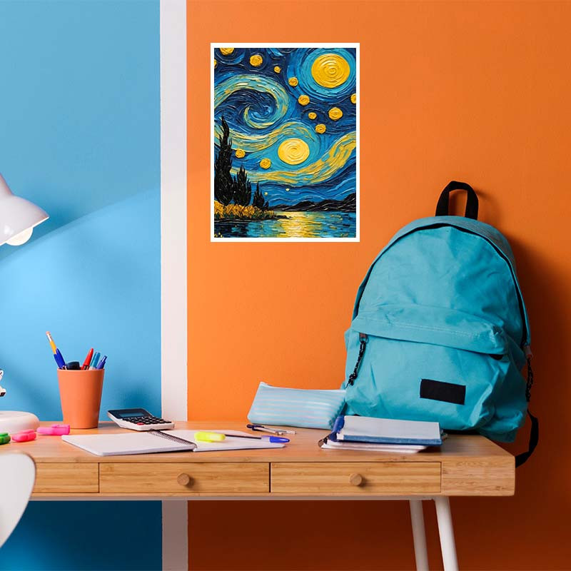 پوستر کارنيکا طرح شب پرستاره فانتزی ون‌گوگ Fantasy Starry Night Van Gogh کد 51303 مجموعه 8 عددی