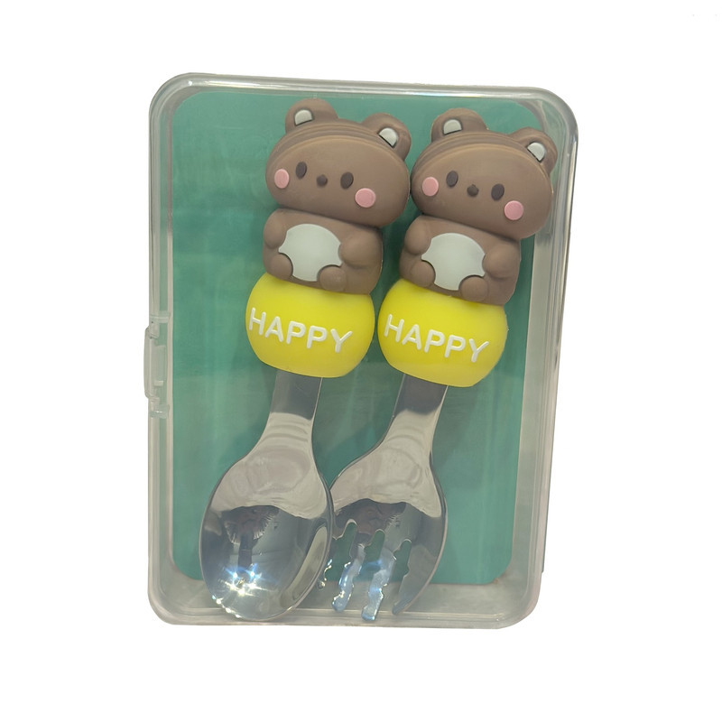 قاشق و چنگال کودک مدل Happy Bear کد 1001