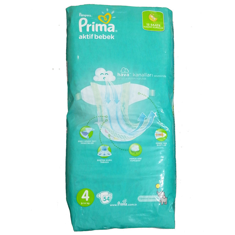 پوشک کودک پریما ترک مدل Aktif bebek چسبی سایز 4 بسته 54 عددی
