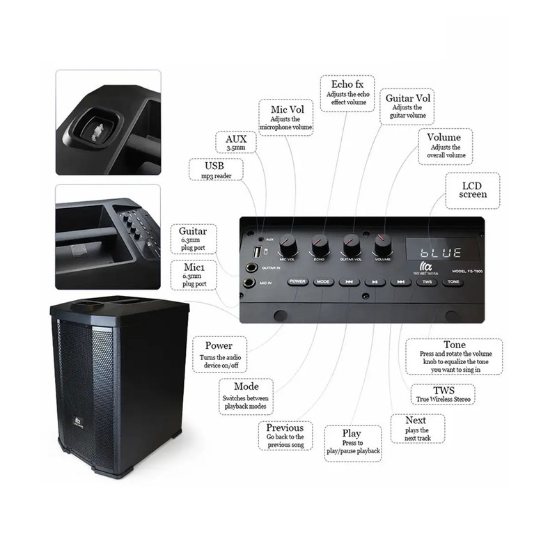 اسپیکر بلوتوثی قابل حمل تازاتا مدل FS-T900